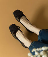 Black Bow Splicing Comfy Tulle Flat Shoes For
