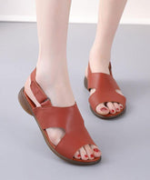 Orange Walking Sandals Genuine Leather Casual Water Sandals