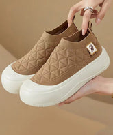 Splicing Comfy Platform Flat Shoes Coffee Cotton Fabric