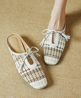 Minimally Casual Beige Breathable Slide Sandals Splicing Lace Up