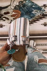 Printed Raw Edge Flat Casual Shoes