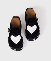 Black Love Splicing Rivet Slide Sandals