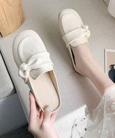 Beige Bow Splicing Casual Comfy Slide Sandals