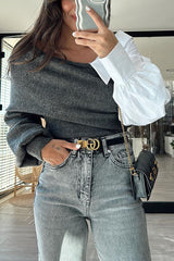 Patchwork Contrasting Long-sleeved V-neck Casual Sweater