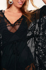 Skylar Embroidered Bell Sleeve Cover-up