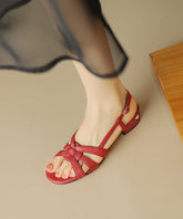 Stylish Red Splicing Chunky Sandals Hollow Out Peep Toe