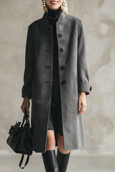 Long-sleeved Button-down Casual Long Coat