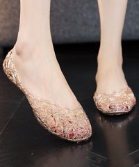 Black Hollow Out Flat Sandals