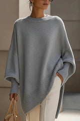 Solid Color Round Neck Long-sleeved Casual Loose Knit Sweater
