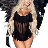 2025 Girl Tassel Perspective Mesh Body Shaping Strap Underwear Two Piece Set