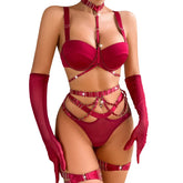 2025 Hottie Gathered Body Shaping Bra Set Exotic Hollow Out Underwear Panties Erotic five-piece Set