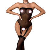 2025 Perspective Comfortable Mesh Slimming jumpsuit with Leg Socks Underwear Two Piece Set