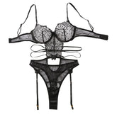 2026 Erotic Lace Embroidery Hollow Out Backless Mesh See Through Erotic Teddy Bear Lingerie