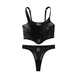 2026 spicy girl perspective mesh slim fit diamond hollow splicing design suspender two-piece set