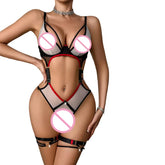 2026 summer personalized hollow out contrasting thin mesh steel support gathered hollow out jumpsuit with leg rings