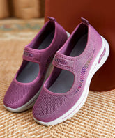 Purple Breathable Mesh Splicing Flat Shoes Women