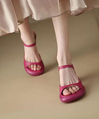 Rose Peep Toe Splicing Chunky Slide Sandals