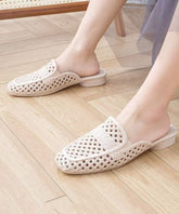 Summer New Apricot Hollow Out Breathable Soft Slide Sandals