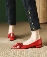 Red Floral Splicing Flat Feet Shoes Pointed Toe