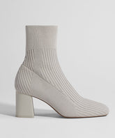 Grey Stretch Fabric Splicing Chunky Boots