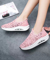 Breathable Mesh Hollow Out Lace Splicing Wedge Heels Shoes