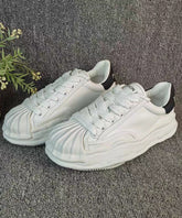 Versatile White Splicing Flat Shoes Cross Strap