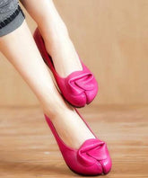 Rose Floral Cowhide Leather Flats Flats