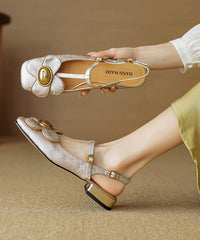 Retro Green Floral Splicing Walking Sandals