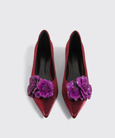 Champagne Faux Leather Floral Splicing Flat Feet Shoes