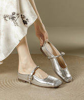 Silver Splicing Buckle Strap Sequins Slide Sandals