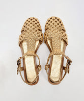 Gold Water Sandals Faux Leather Unique Splicing Hollow Out