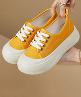 Yellow Cross Strap Splicing Canvas Flat Feet Shoes