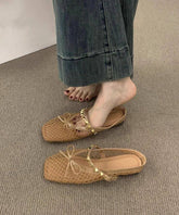 Khaki Breathable Mesh Splicing Rivet Slide Sandals