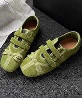 Casual Versatile Splicing Soft Flat Shoes Green Suede