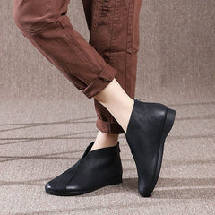 Autumn Retro Solid Soft Leather Casual Shoes