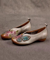 Spring New Boho Embossed Cowhide Flats Shoes