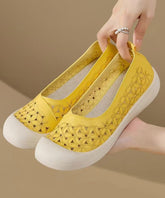 Yellow Hollow Out Faux Leather Comfortable Splicing Hiking Sandals