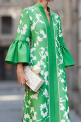 Unique Print Loose V-Neck Casual Holiday Maxi Dress