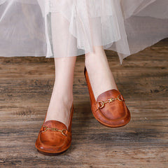 Summer Retro Leather Flat Casual Shoes