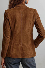 Suede Lapel Long-sleeved Casual Button-down Jacket