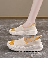 Comfy Splicing Platform Flat Shoes For Women Beige Yellow Breathable Mesh