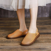 Vintage Hollow Leather Casual Sandals/Slippers