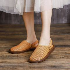 Vintage Hollow Leather Casual Sandals/Slippers