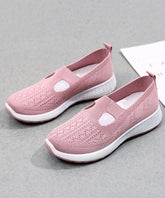 Platform Flat Shoes For Casual Pink Breathable Mesh