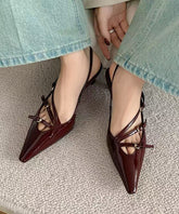 Mulberry High Heel Cowhide Leather Classy Splicing Sandals Pointed Toe