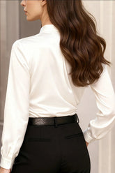 Solid Color V-neck Long-sleeved Asymmetrical Casual Shirt