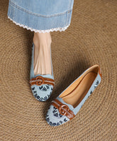 Modern Blue Denim Embroidered Splicing Flat Feet Shoes