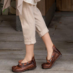 Hallow Out Flat National Style Embroidered Breathable Shoes