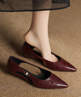 Splicing Flats Red Sheepskin Hollow Out Pointed Toe