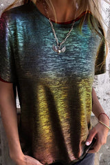 Bronzing Round Neck Short-sleeved T-shirt
